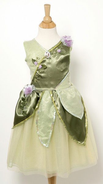 A fully themed wedding dress for Princess Tiana based on lily pads in the