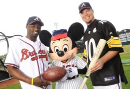 Santiono Holmes and Chipper Jones with Mickey Mouse Santiono Holmes and Chipper Jones with Mickey Mouse