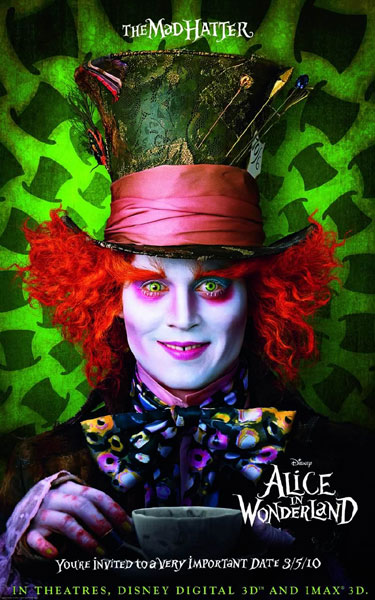 Johnny Depp as Mad Hatter in Alice in Wonderland Poster