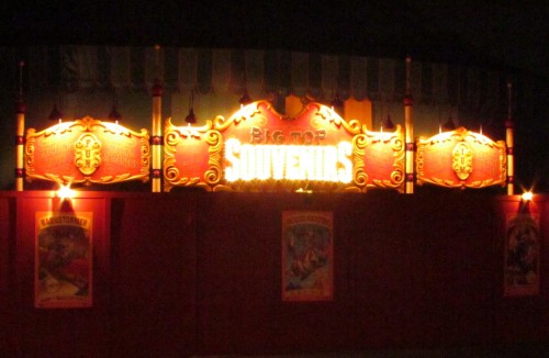 01-mk-storybook-circus-store-1a Magic Kingdom Storybook Circus Update - Tent Store Sign at night