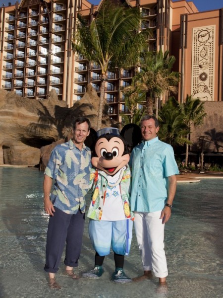 Disney CEO Bob Iger and potential successor Tom Staggs hang out with the big cheese!