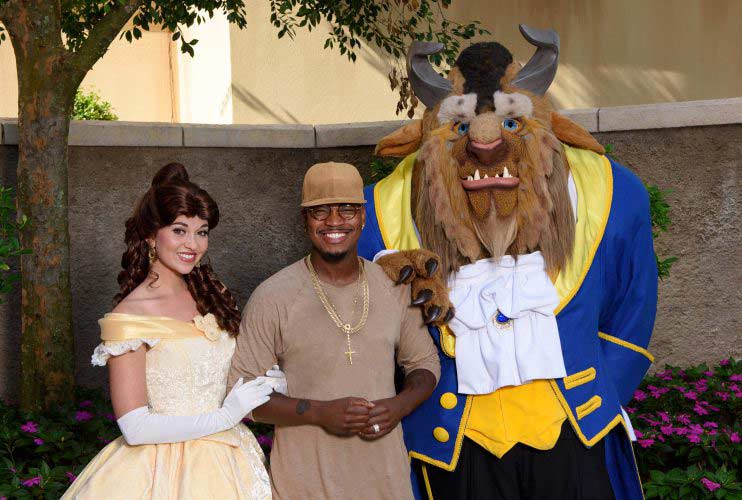 R B Artist Ne Yo Poses With Belle And The Beast At Epcot The Disney Blog