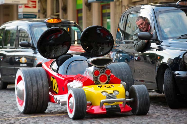 red mickey mouse car