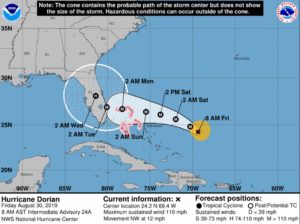 NOAA Hurricane Dorian Forecast Cone