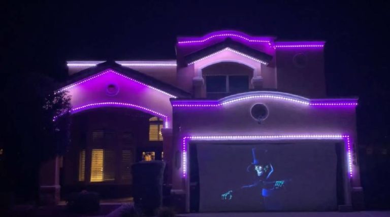Disney fan makes Haunted Mansion themed Halloween Light Show on Home