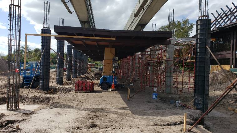 Construction on the main entrance of Disney's Polynesian Village Resort