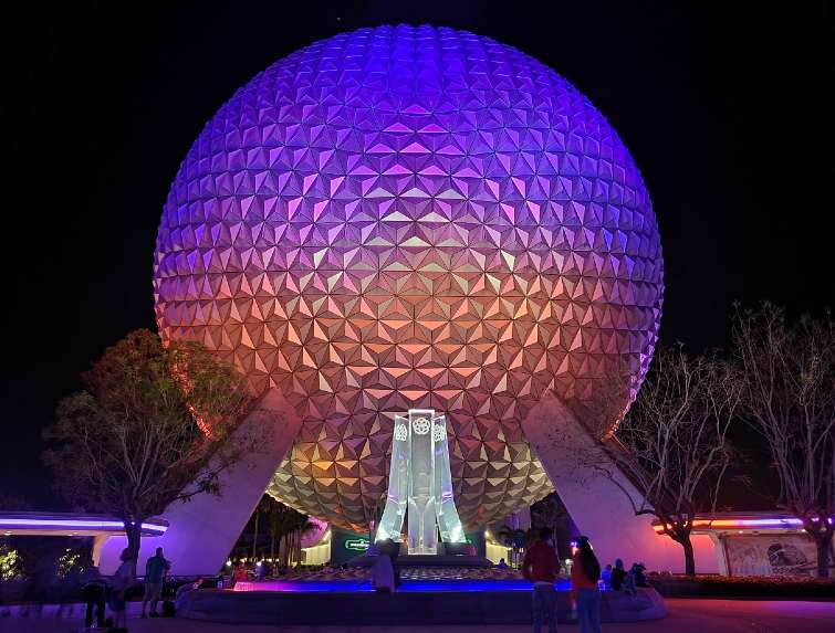 PHOTOS, VIDEO New Ring of Lights Illuminate EPCOT Entrance Plaza after