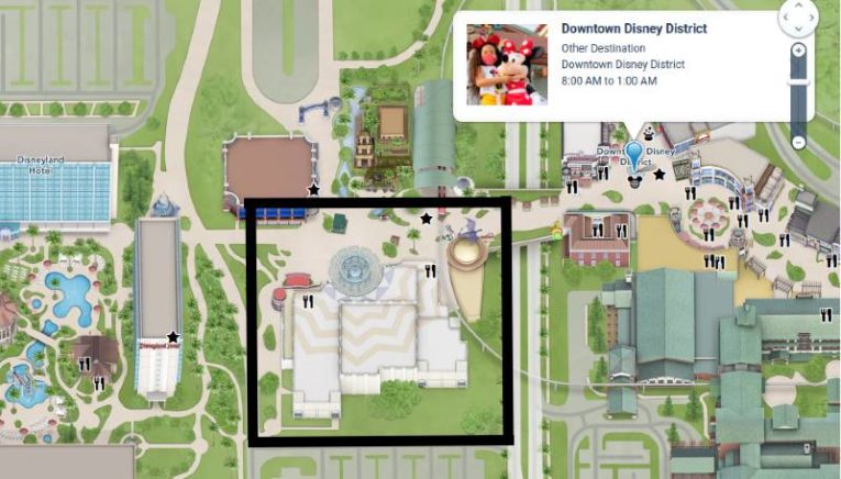Downtown Disney District at Disneyland - project map