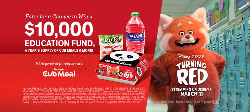 Turning Red Panda Cub Meal Sweepstakes 